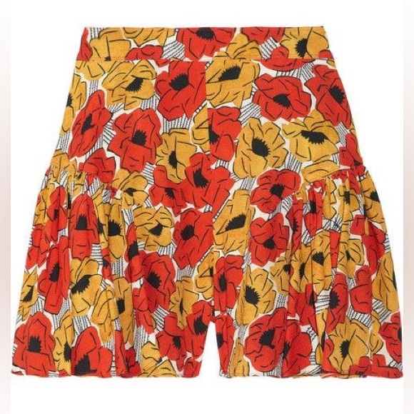 Yves Saint Laurent Poppy Print Crepe Shorts - Picture 2 of 12